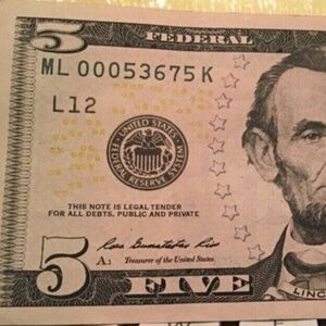 5 Dollar 2013 Low Serial Number Uncirculated " #00053675  #203755089846